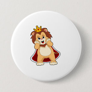 Lion as King with Crown.PNG 7.5 Cm Round Badge