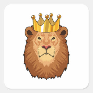 Lion as King with Crown Square Sticker