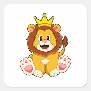 Lion as King with Crown Square Sticker