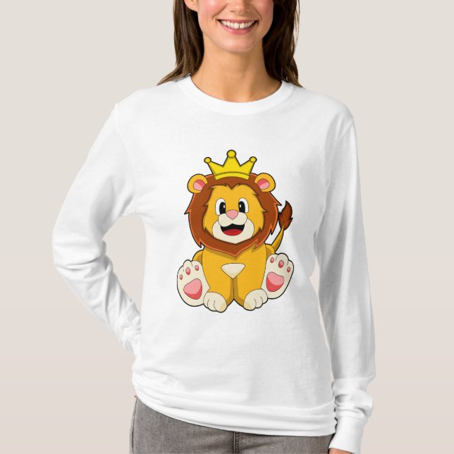 Lion as King with Crown T-Shirt (Front)