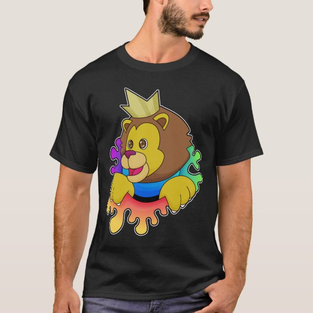 Lion as King with Crown T-Shirt (Front)