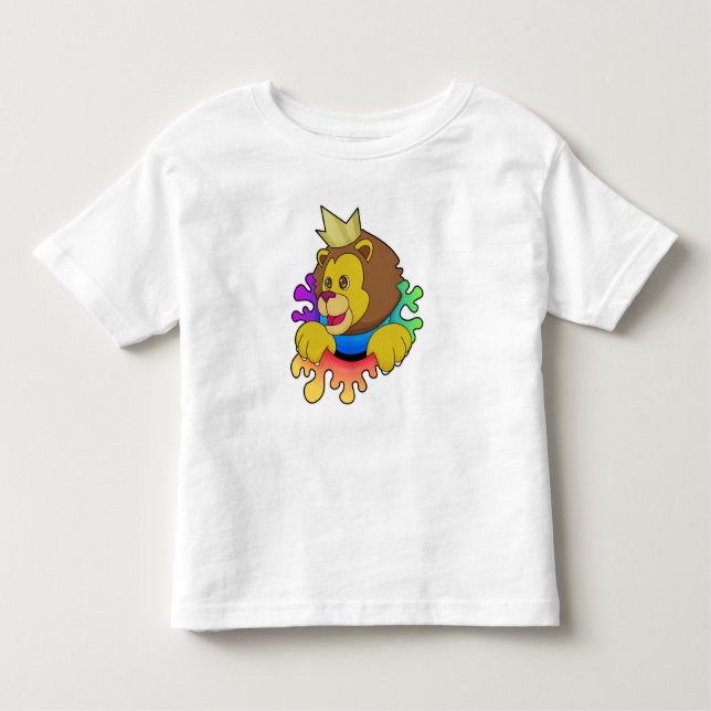 Lion as King with Crown Toddler T-Shirt (Front)
