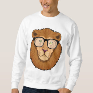 Lion as Nerd with Glasses Sweatshirt