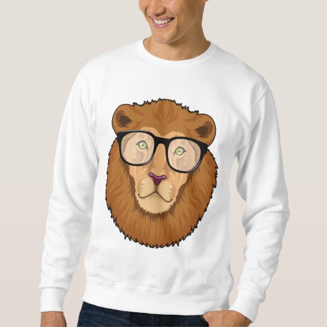 Lion as Nerd with Glasses Sweatshirt (Front)