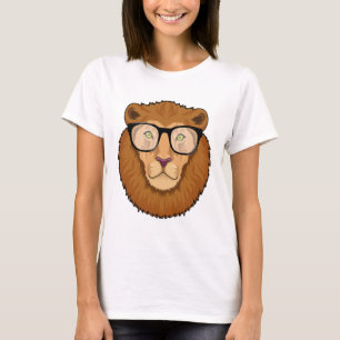 Lion as Nerd with Glasses T-Shirt