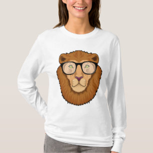 Lion as Nerd with Glasses T-Shirt