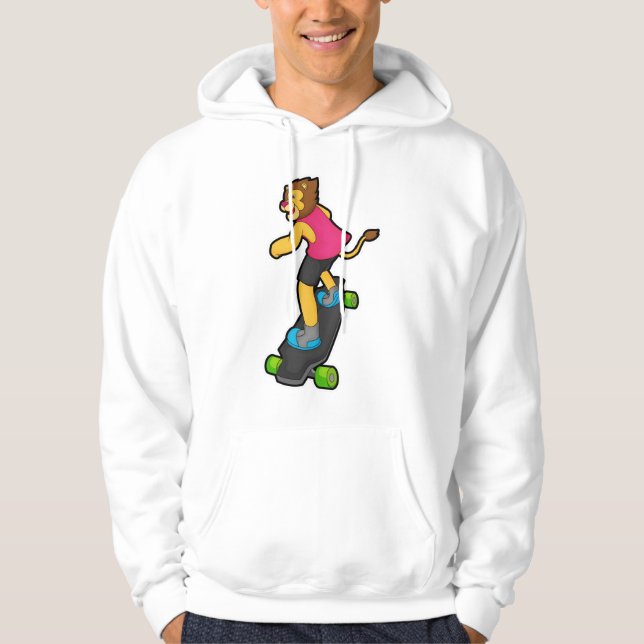 Lion as Skateboarder with Skateboard Hoodie (Front)