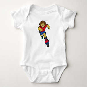 Lion as Skater with Inline skates Baby Bodysuit