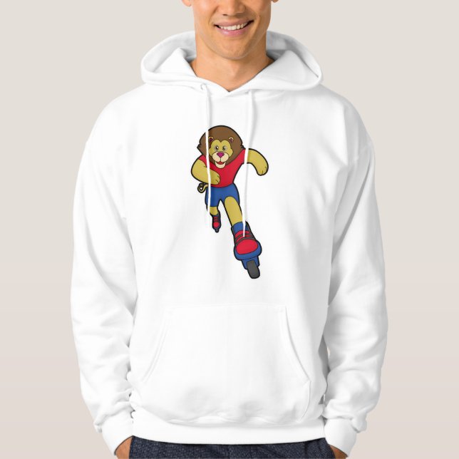 Lion as Skater with Inline skates Hoodie (Front)