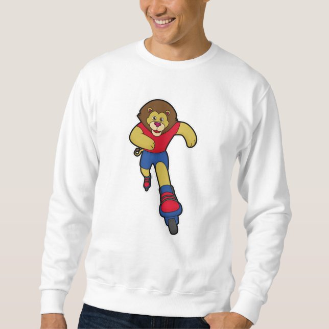 Lion as Skater with Inline skates Sweatshirt (Front)