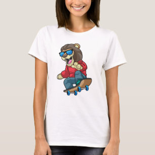Lion as Skater with Skateboard T-Shirt