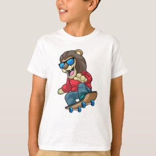 Lion as Skater with Skateboard T-Shirt