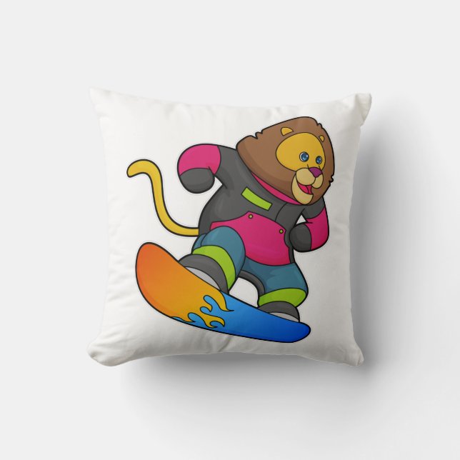 Lion as Snowboarder with Snowboard Cushion (Front)