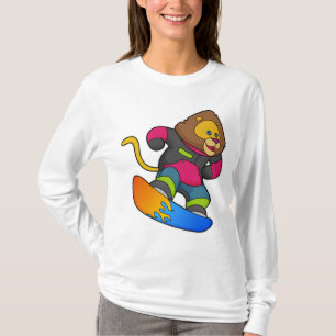Lion as Snowboarder with Snowboard T-Shirt