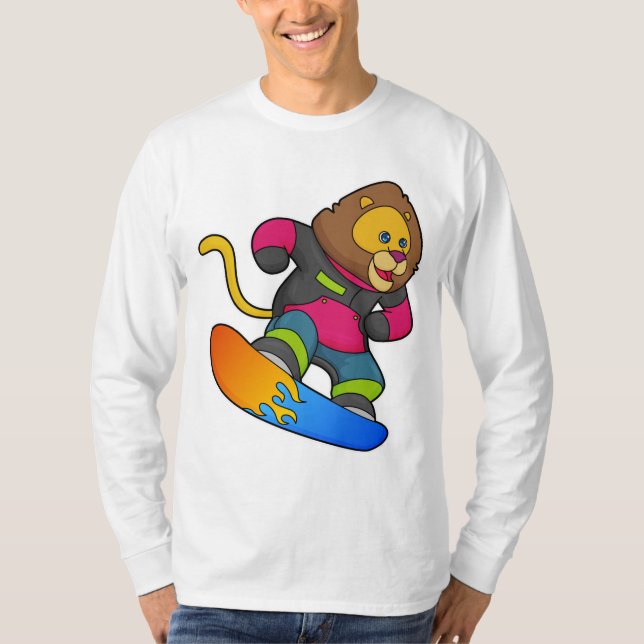 Lion as Snowboarder with Snowboard T-Shirt (Front)