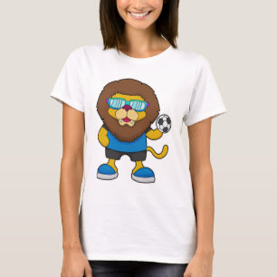 Lion as Soccer player with Soccer T-Shirt