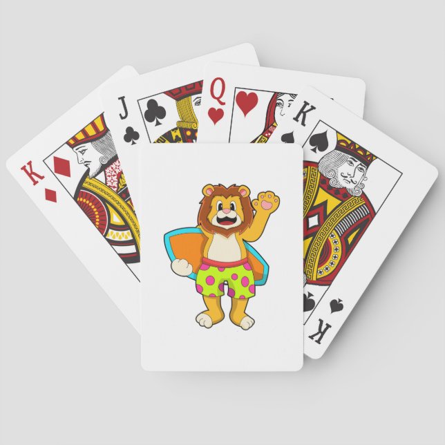 Lion as Surfer with Surfboard Playing Cards (Back)