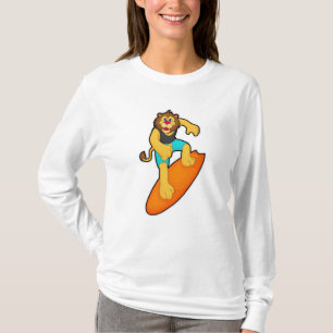 Lion as Surfer with Surfboard T-Shirt