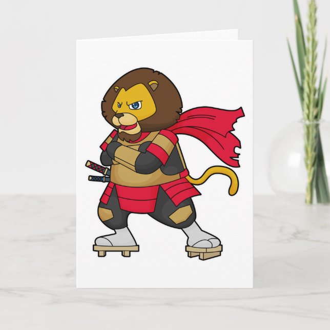 Lion as Warrior with Cape Card (Front)