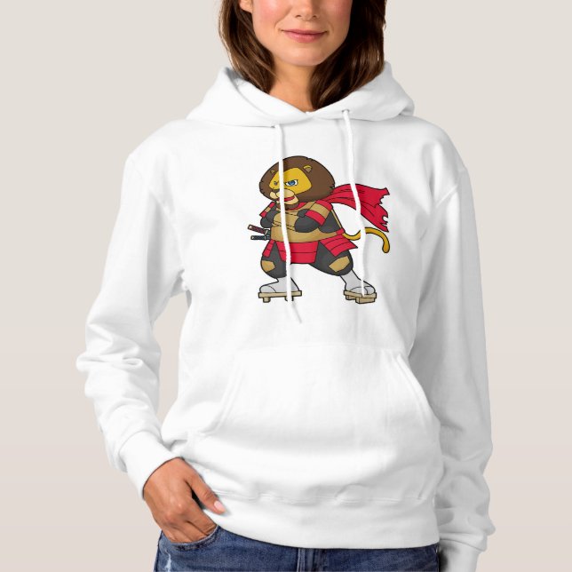 Lion as Warrior with Cape Hoodie (Front)