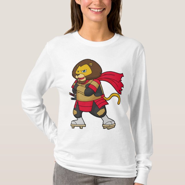 Lion as Warrior with Cape T-Shirt (Front)