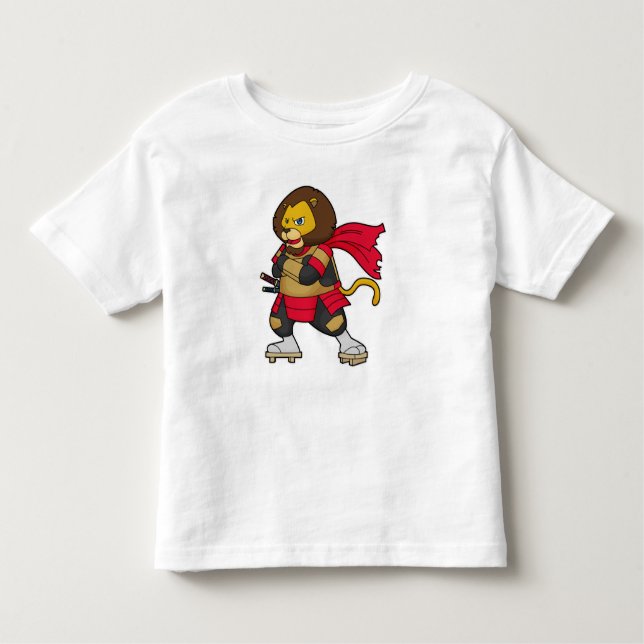Lion as Warrior with Cape Toddler T-Shirt (Front)