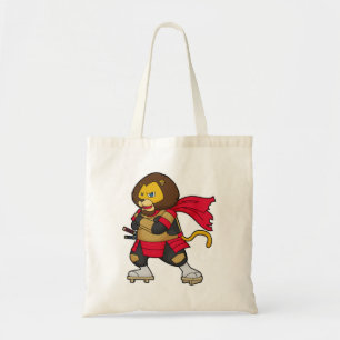 Lion as Warrior with Cape Tote Bag