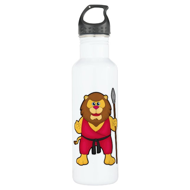 Lion as Warrior with Spear 710 Ml Water Bottle (Front)