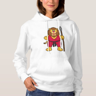 Lion as Warrior with Spear Hoodie