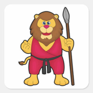Lion as Warrior with Spear Square Sticker
