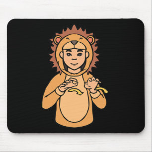 Lion ASL Hand Gesture Deaf Hearing Loss Awareness Mouse Pad