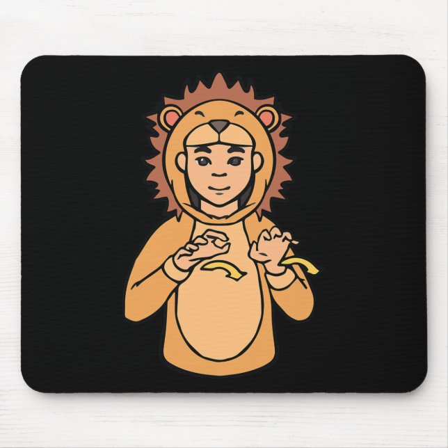 Lion Asl Hand Gesture Deaf Hearing Loss Awareness  Mouse Pad (Front)
