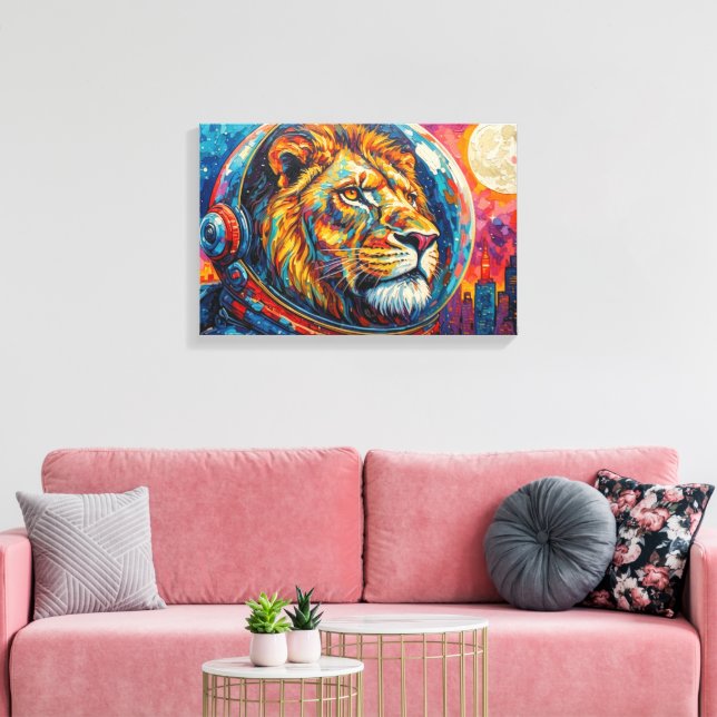 LION ASTRONAUT-COMING HOME 11 CANVAS PRINT (Insitu(LivingRoom))