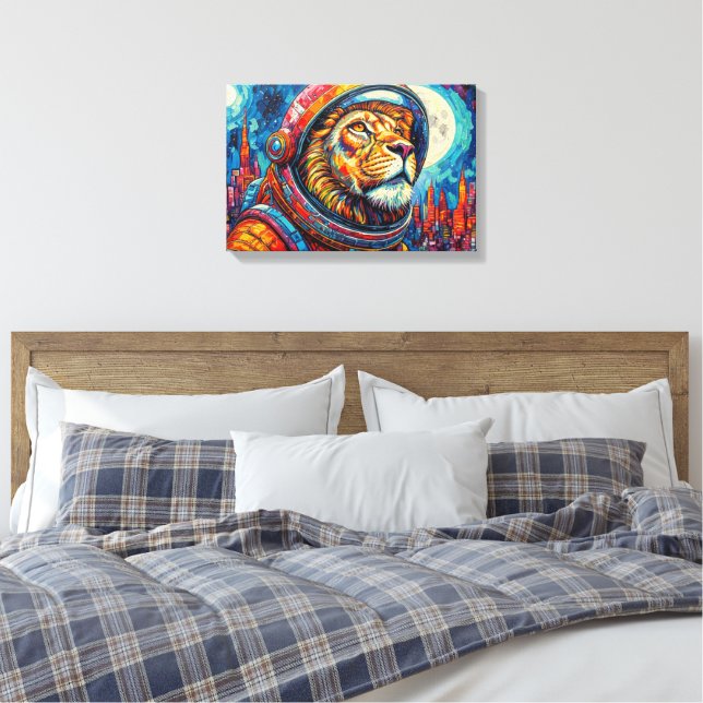 LION ASTRONAUT-COMING HOME 9 CANVAS PRINT (Insitu(Bedroom))