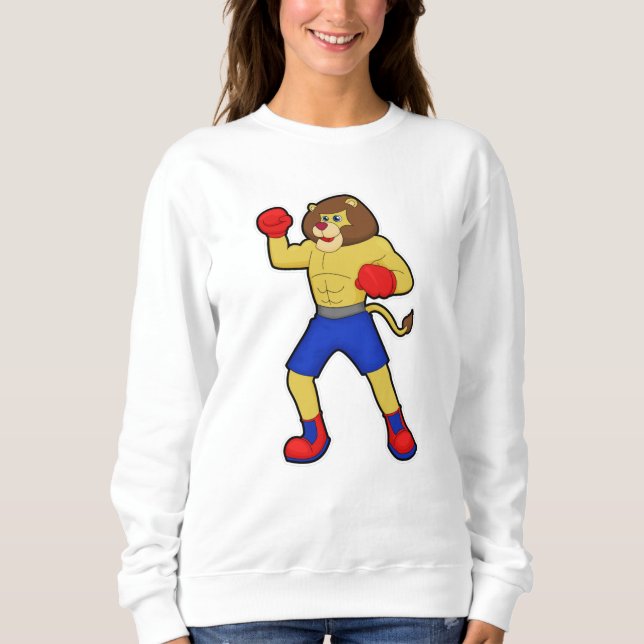 Lion at Boxing with Boxing gloves Sweatshirt (Front)