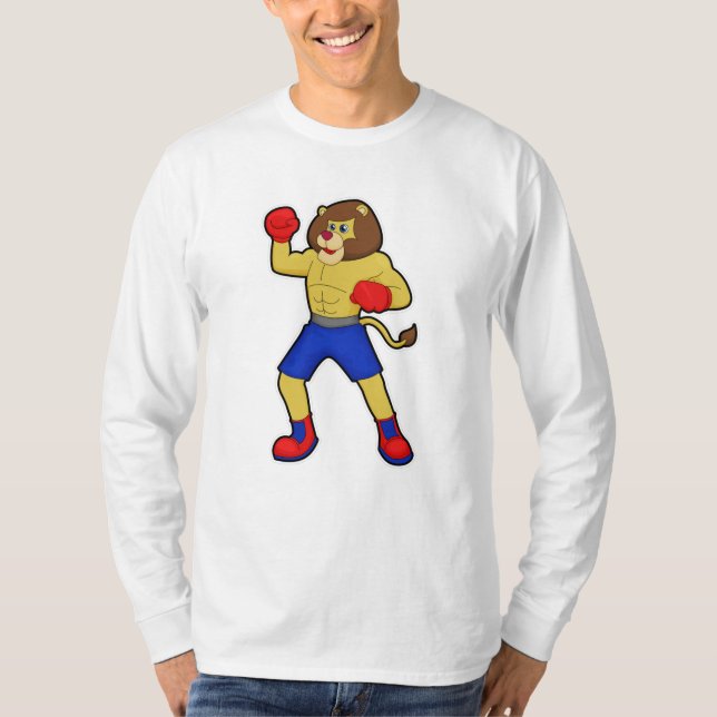 Lion at Boxing with Boxing gloves T-Shirt (Front)