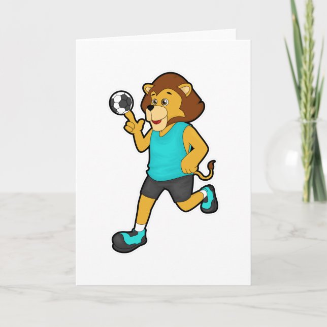 Lion at Handball player with Handball Card (Front)