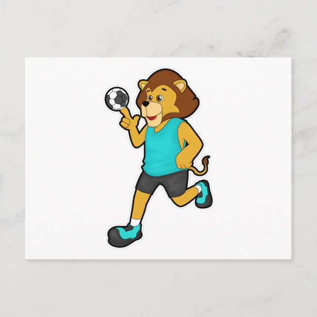 Lion at Handball player with Handball Postcard (Front)