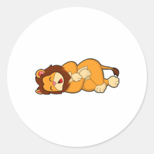 Lion at Sleeping Classic Round Sticker