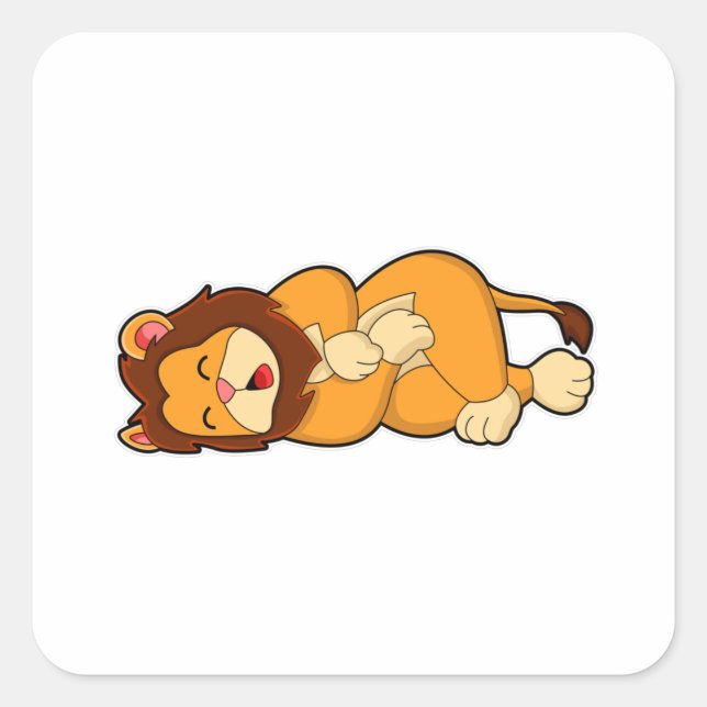 Lion at Sleeping Square Sticker (Front)