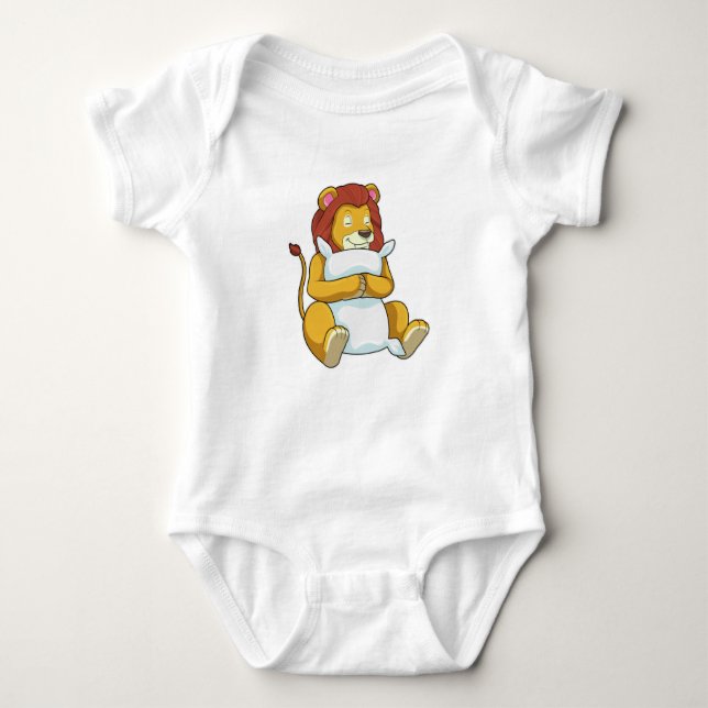 Lion at Sleeping with Pillow Baby Bodysuit (Front)