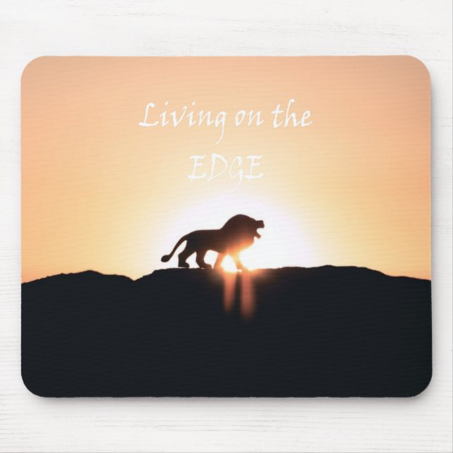 Lion at sunset Living on the EDGE Mouse Pad (Front)