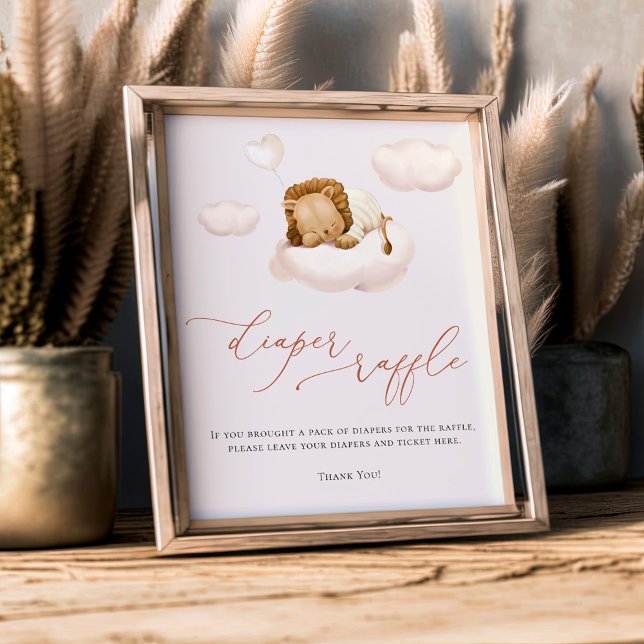 Lion Baby Cloud Balloon Diaper Raffle Sign (Creator Uploaded)