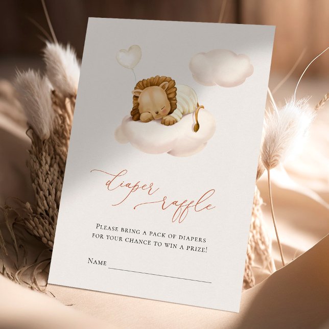 Lion Baby Cloud Balloon Diaper Raffle Tickets Card (Creator Uploaded)