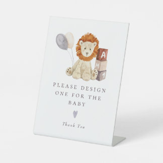 Lion Baby Shower Activity Station Sign