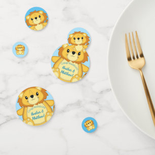 Lion Baby Shower Blue Confetti