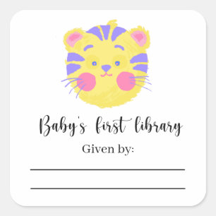 Lion - Baby Shower bookplate, books for baby Square Sticker