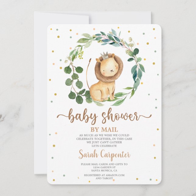 Lion Baby shower by mail Invitation (Front)