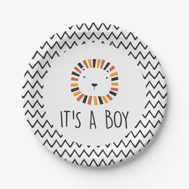 Lion Baby Shower It's a Boy Paper Plate (Front)