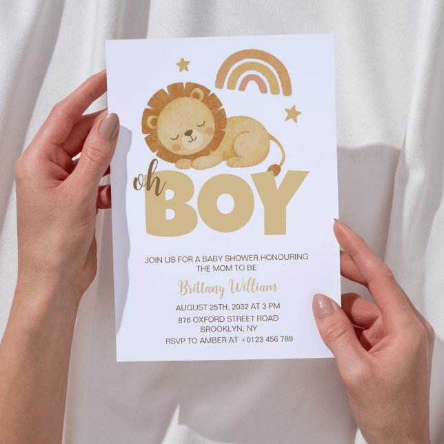 Lion Baby Shower Oh Boy Safari  Invitation (Creator Uploaded)